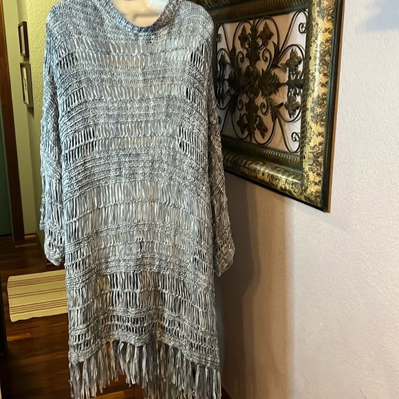 Roaman’s Crochet Cardigan- NWOT long open front with fringe Sz 3X - Picture 8 of 14